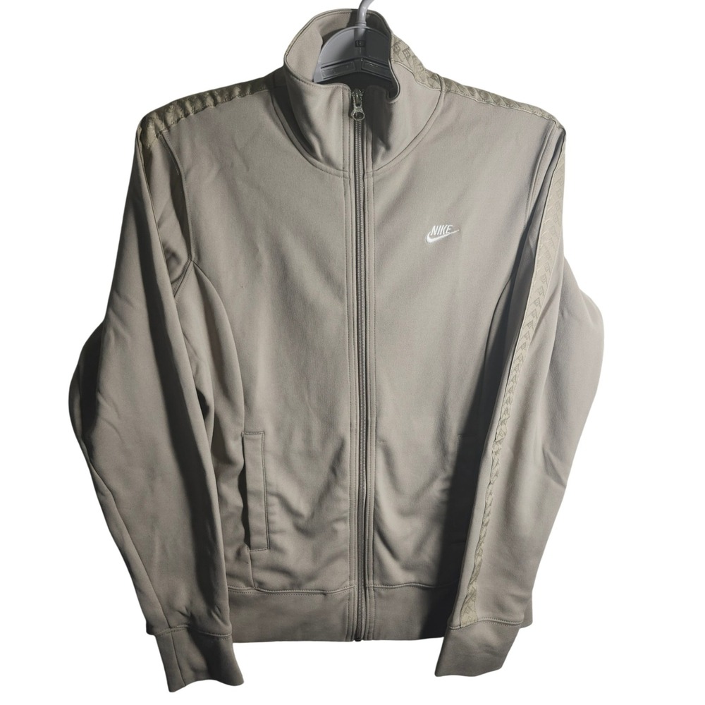 Nike Womens Track Jacket Full Zip Beige Embroidered‎ Logo Size M